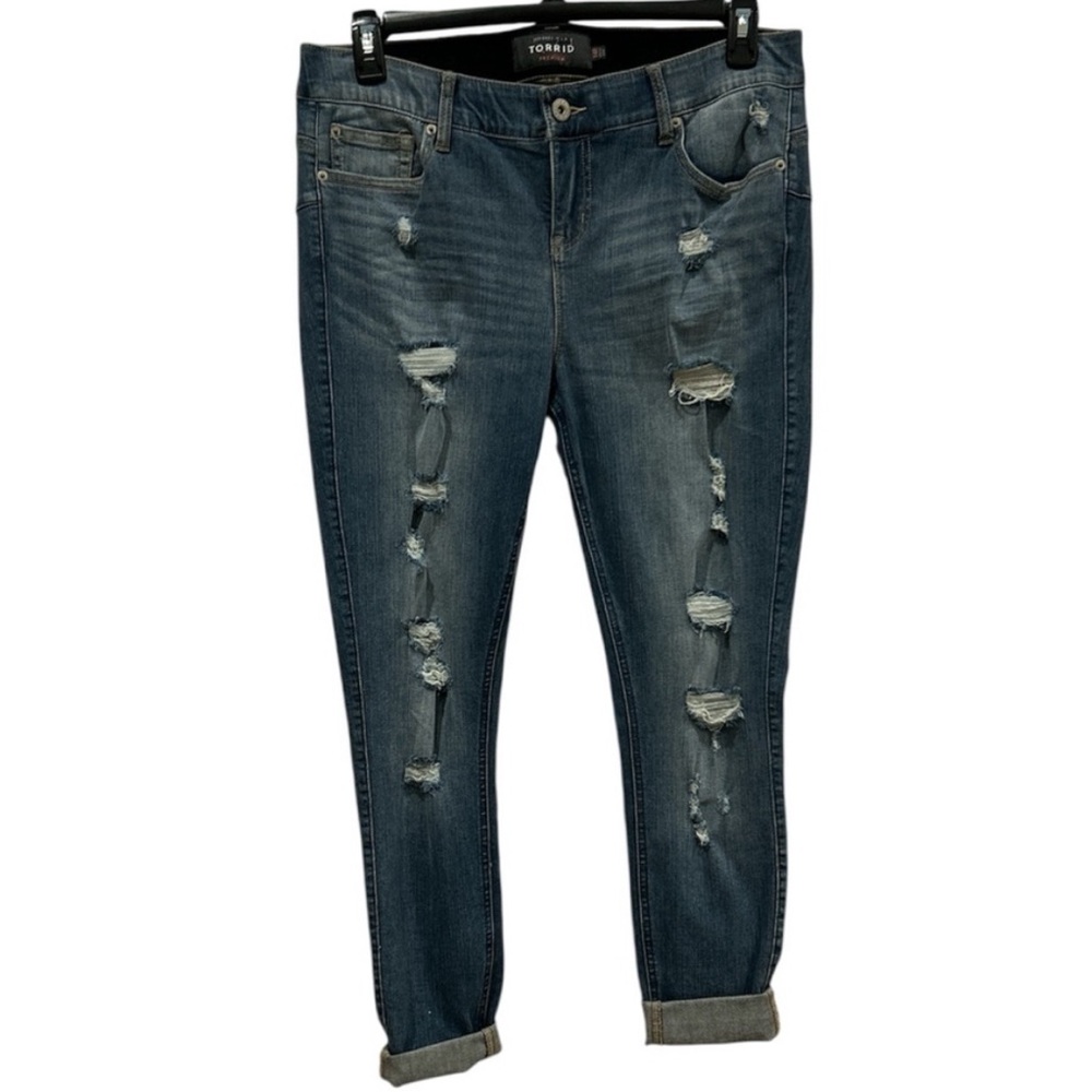 Torrid Bombshell Premium Women's Distressed Blue Ankle Jeans